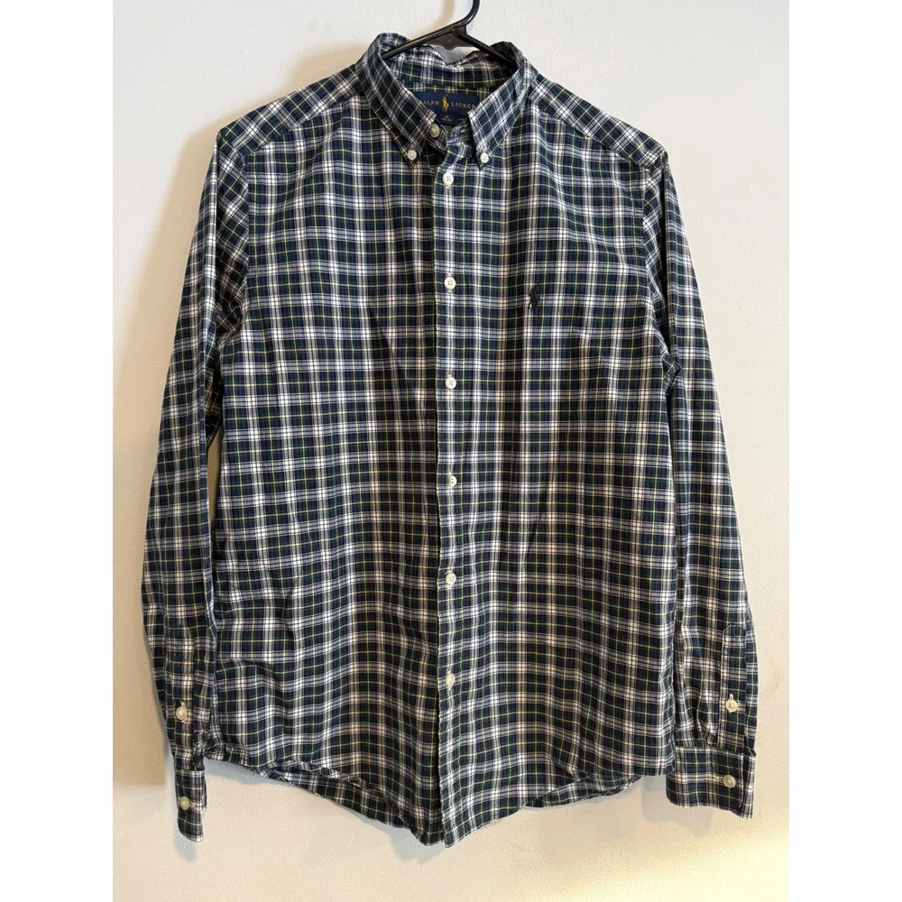 Kids Ralph Lauren Plaid Button Down Shirt Size XL 18‎ 20 Green Blue